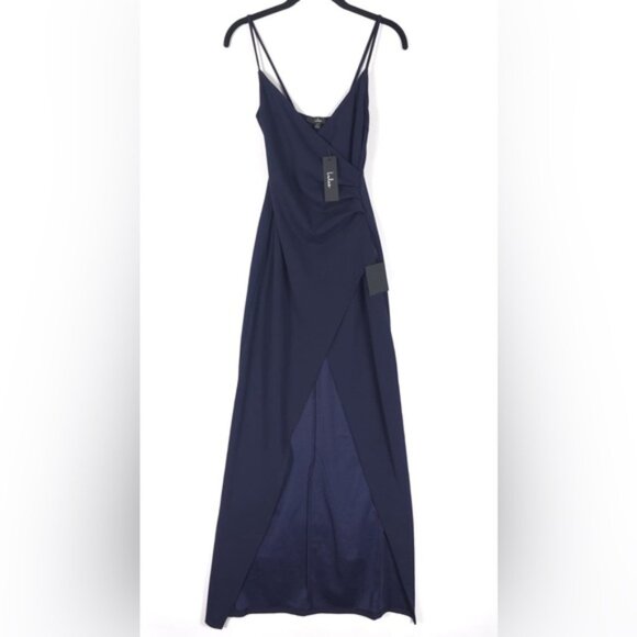NWT Lulus Sweetest Admirer Navy Blue Ruched Surplice Maxi Dress Classy Size‎ XS - Picture 9 of 15